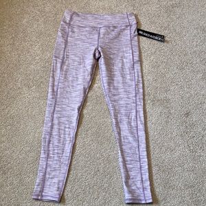 NWT Kyodan Size Medium Lavender & White Full Length Leggings W/ Pockets